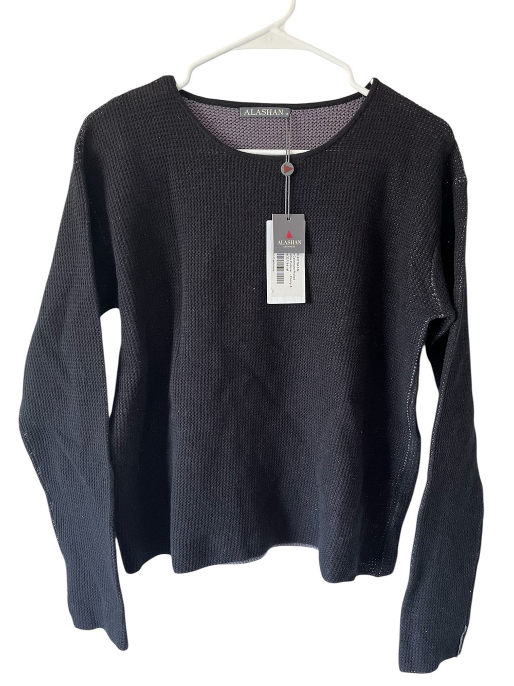 NWT ALASHAN Black Textured knit reversible Sweater pullover